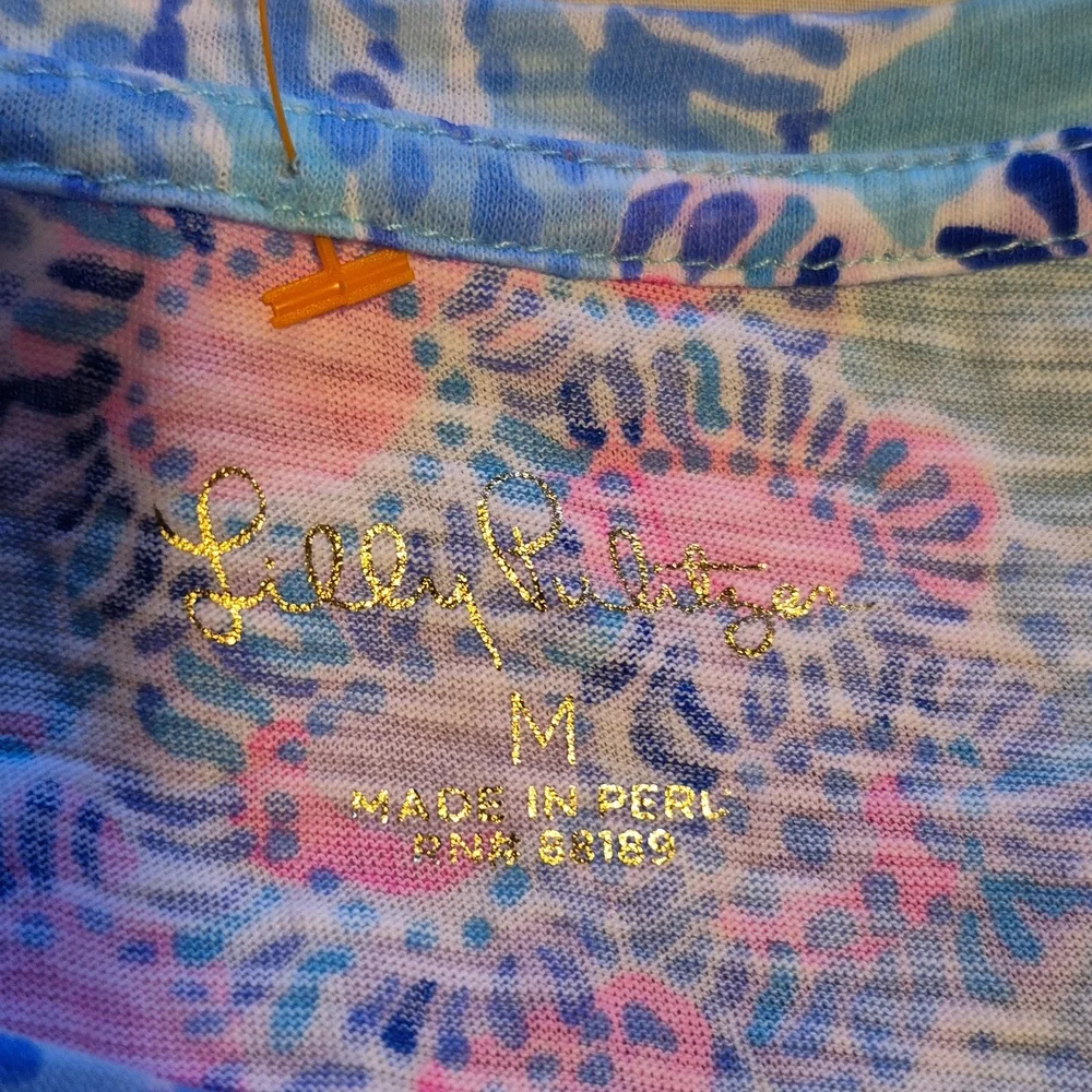 Lilly Pulitzer Etta Tee  Blue Ibiza Now You Sea Me Top Sz.M - Picture 6 of 7